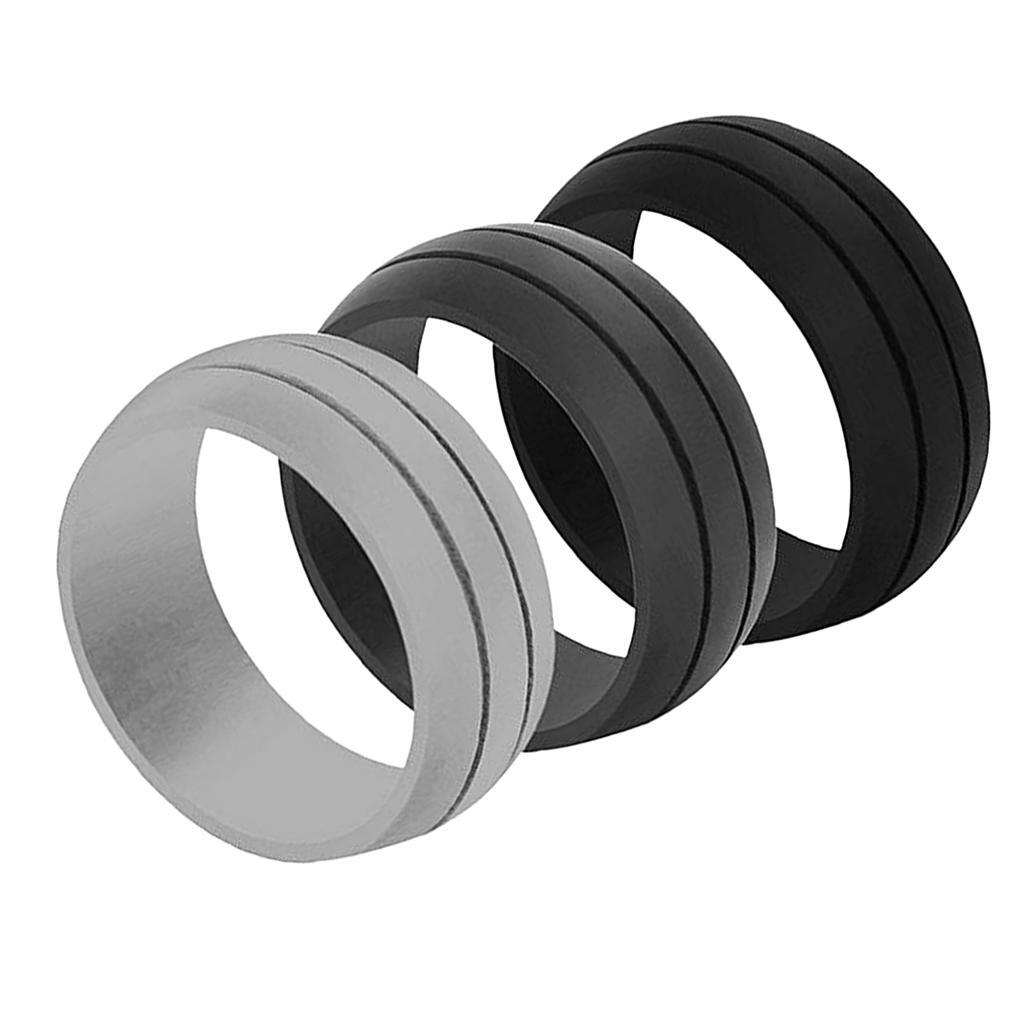 3 Pcs Men Rubber Silicone Wedding Ring Gym Sport Jewelry - Picture 12 of 16