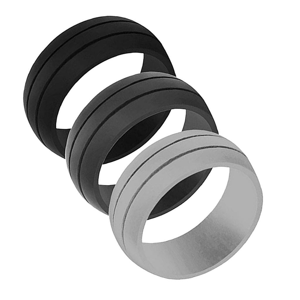 3 Pcs Men Rubber Silicone Wedding Ring Gym Sport Jewelry - Picture 16 of 16
