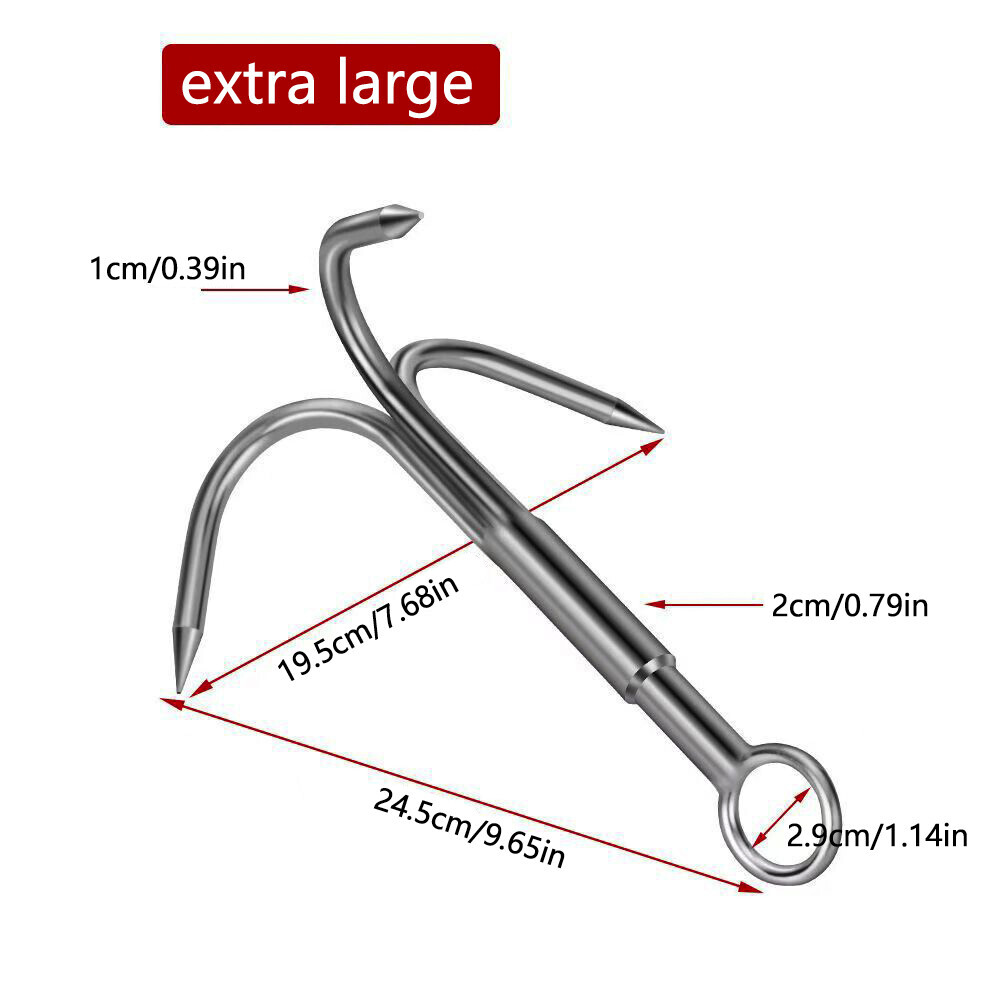 Greifhaken 3-Krallen Kletterhaken Edelstahl Greifhaken 4 Größen - Bild 28 von 28