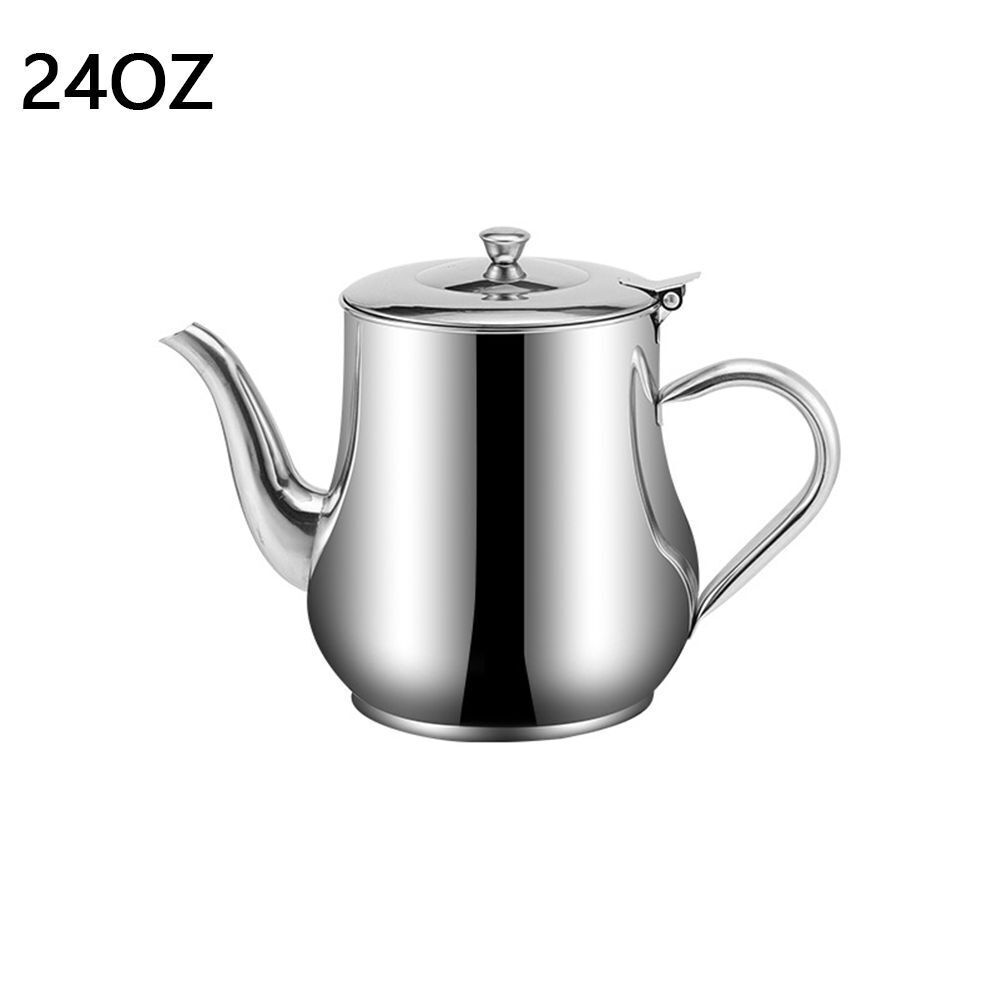 Stainless Steel Metal Teapot Cafe Tea Coffee Drink Kitchen Restaurant Flip Lid - Picture 16 of 18