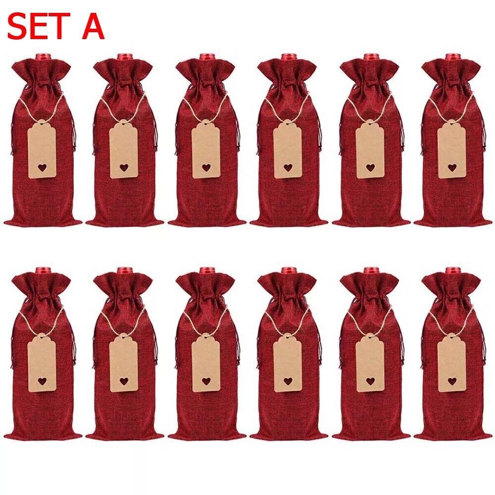 Burlap Wine Bags Wine Gift Bags, 12 Pcs Christmas Wine Bottle Bags with Tags - Picture 15 of 18