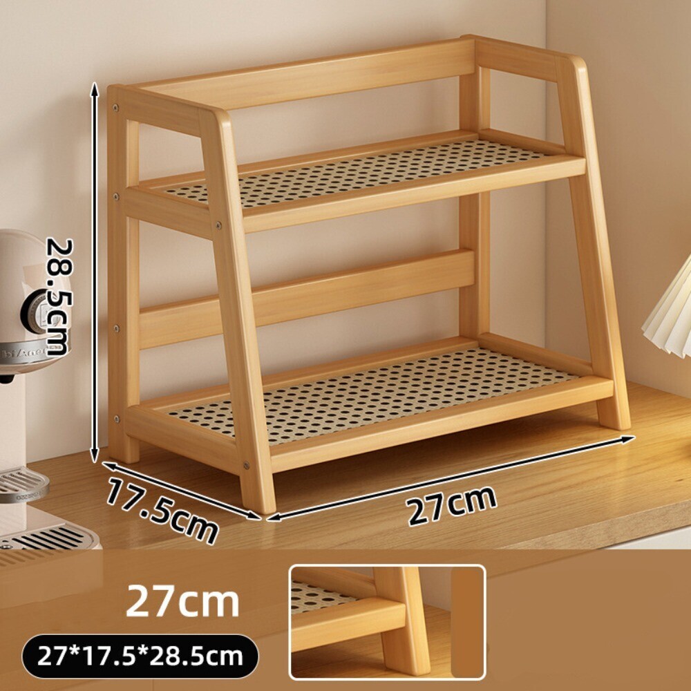 2 Layer Countertop Organizer Durable Wooden Storage Shelf Multipurpose - Picture 7 of 8