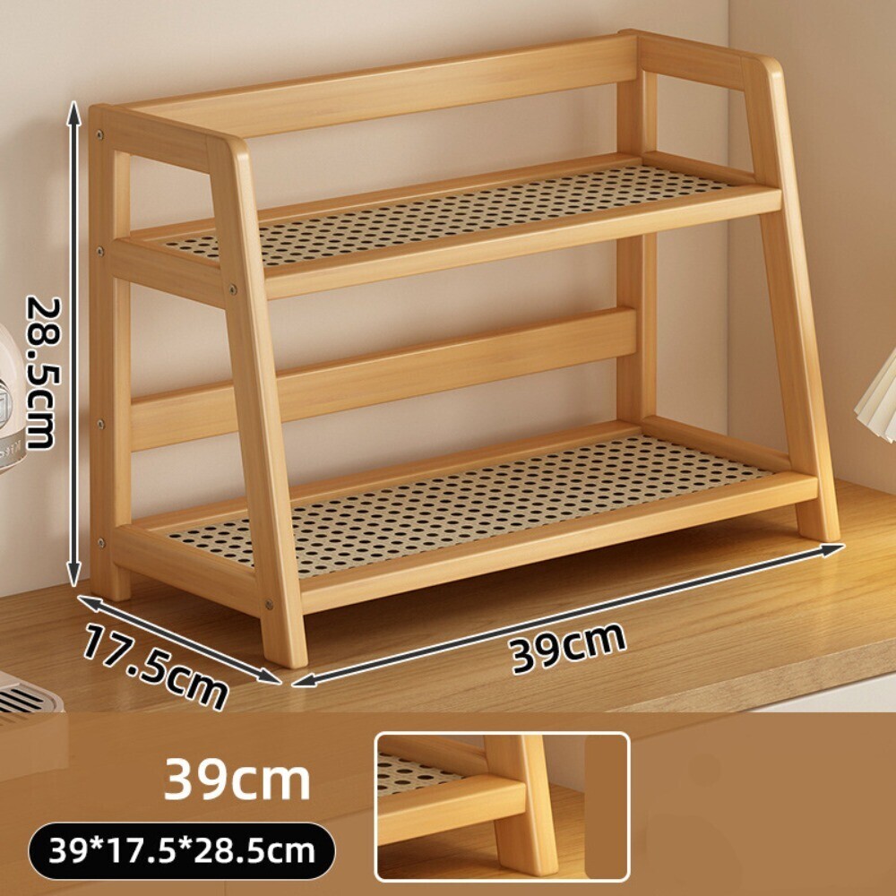 2 Layer Countertop Organizer Durable Wooden Storage Shelf Multipurpose - Picture 8 of 8