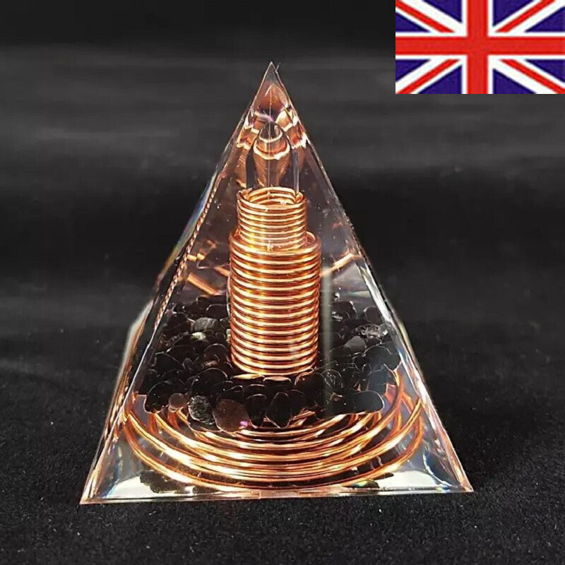 Copper Coil Spiral Orgonite Pyramid Obsidian Orgone Meditation Healing Energy GB - Picture 9 of 10