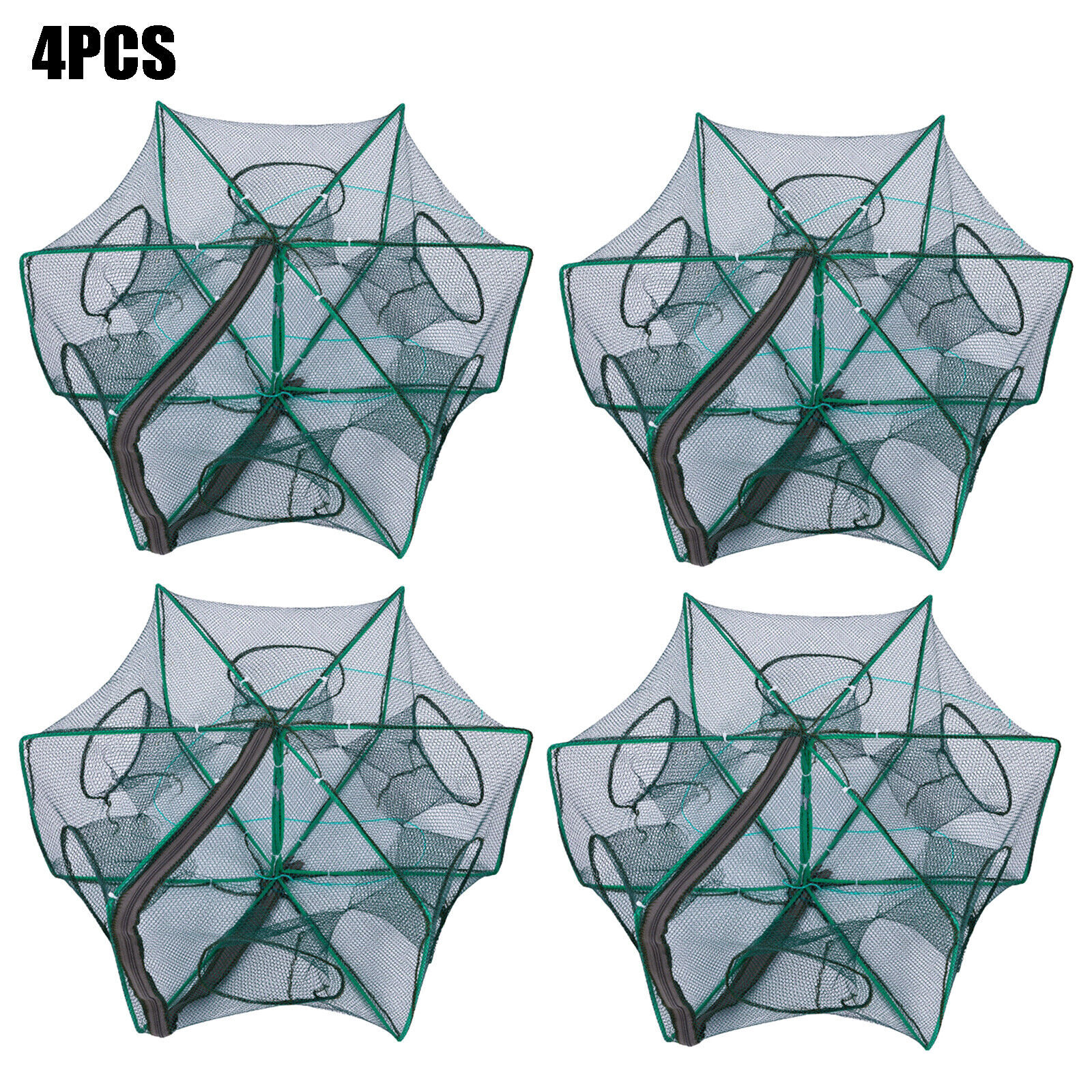 6 Holes Foldable Fishing Net Shrimp Fish Crayfish Prawn Crab Trap Cast Cage Net - Picture 17 of 20