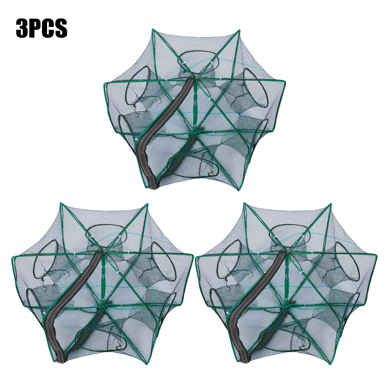 6 Holes Foldable Fishing Net Shrimp Fish Crayfish Prawn Crab Trap Cast Cage Net - Picture 18 of 20