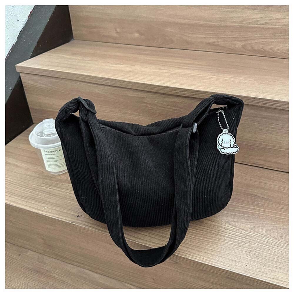 Women Casual Corduroy Crossbody Bag Half Moon Bag Adjustable Strap Commuting Bag - Picture 14 of 18