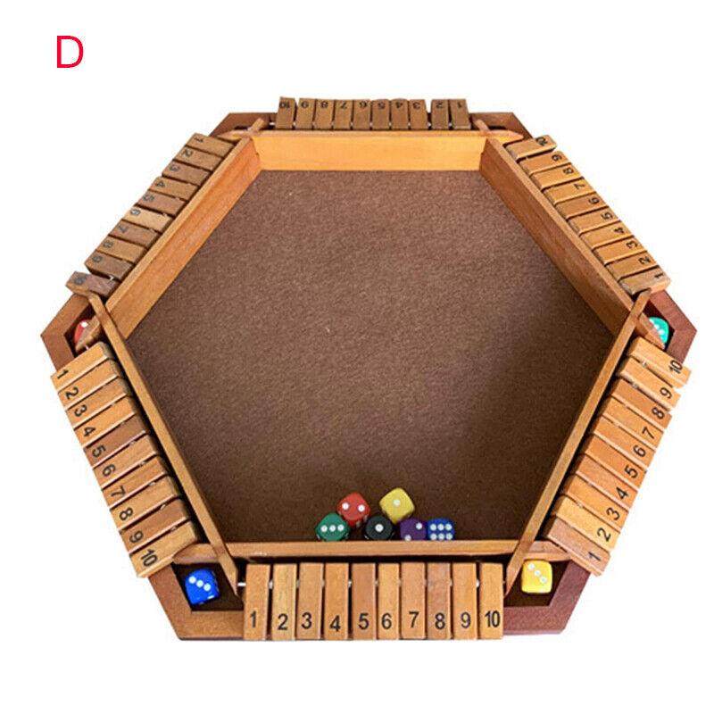 Brettspiel aus Holz, 4 Spieler Shut the Box Spiel Würfelspiel Holz Mathe traditionell - Bild 19 von 20