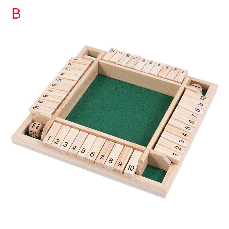 Brettspiel aus Holz, 4 Spieler Shut the Box Spiel Würfelspiel Holz Mathe traditionell - Bild 17 von 20
