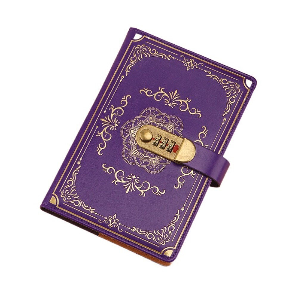 A5 Retro Passcode Notebook Diary Combination Lock Lockable Secret Journal Book