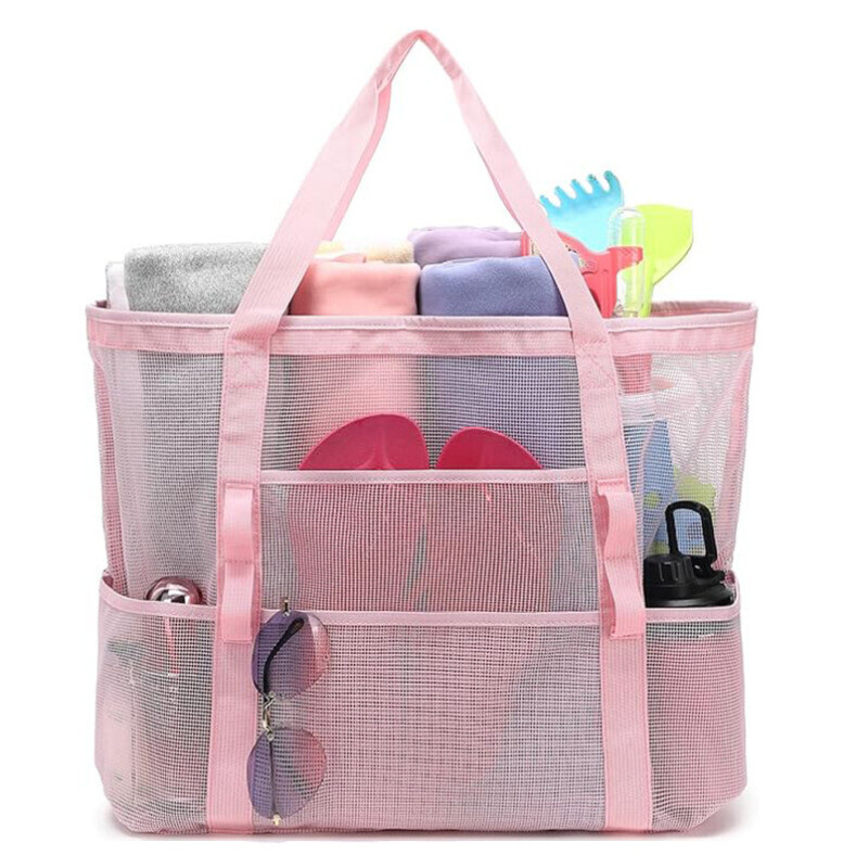 Large Travel Beach Tote for Pool Storage Waterproof Sandproof Mesh Beach Bag