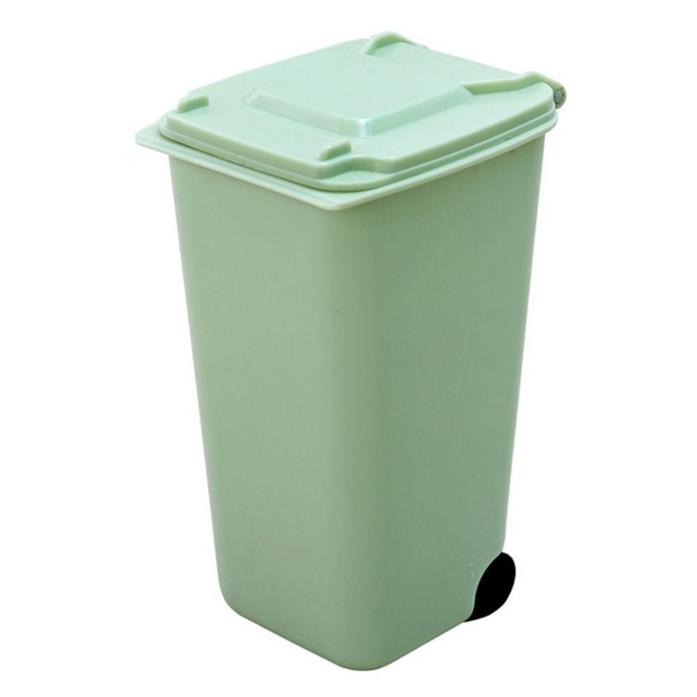 4 Color Mini Trash Can Desktop Bin With Cover Garbage Storage Box Desk Dustbin